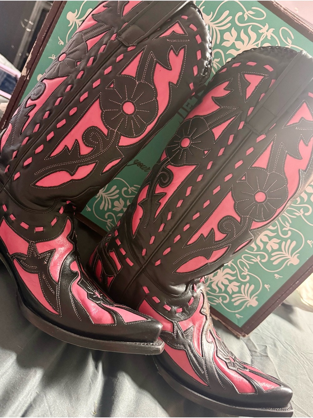 Lane boots in retired style Poison. Turquoise bottoms